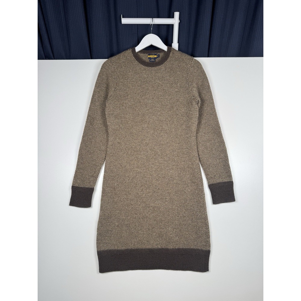 Vintage Ralph Lauren Rugby Women's 100% Wool Sweater Dress Elbow Patches Medium